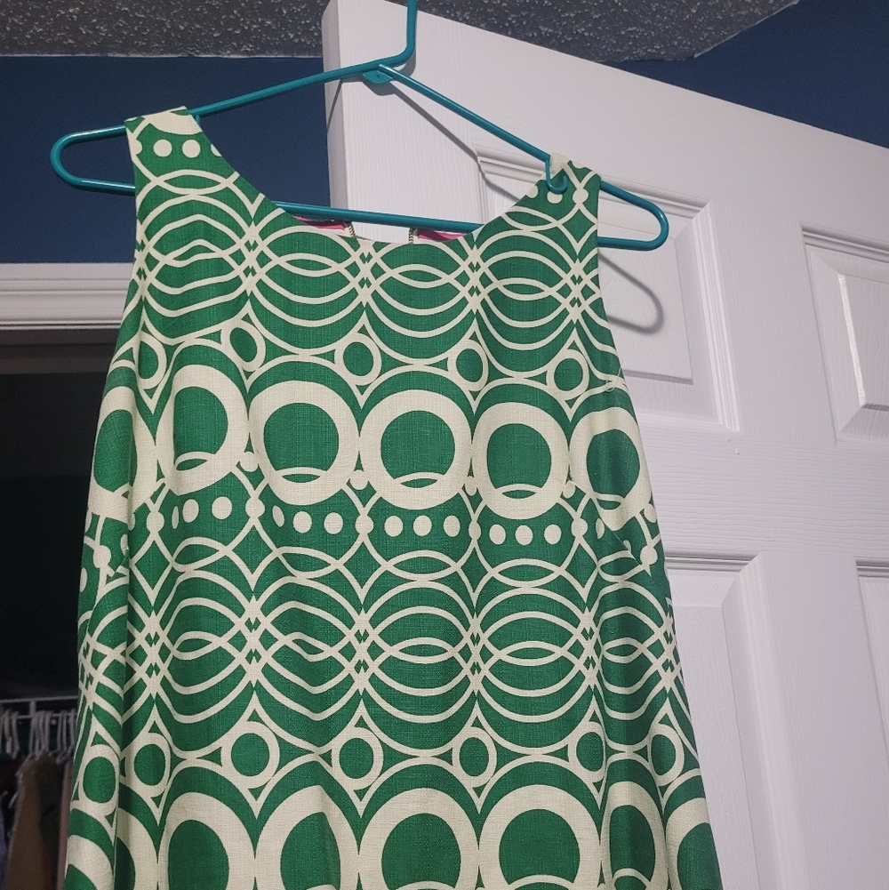 Eliza J Green and White Geometric Dress